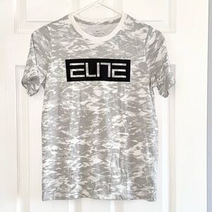 Nike Boys Elite Dri-FIT T-Shirt Size Large Gray Camo Athletic Tee
